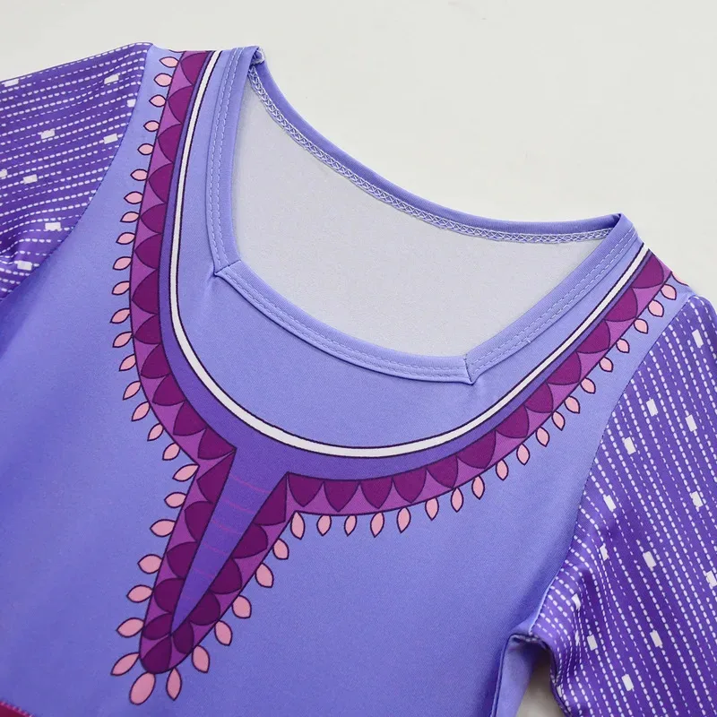 فيلم جديد أتمنى آشا الأميرة الفتيات تأثيري حلي فستان حفلة تنكرية أسود طويل شعر مستعار مضفر شعر آشا تأثيري زي الهالوين