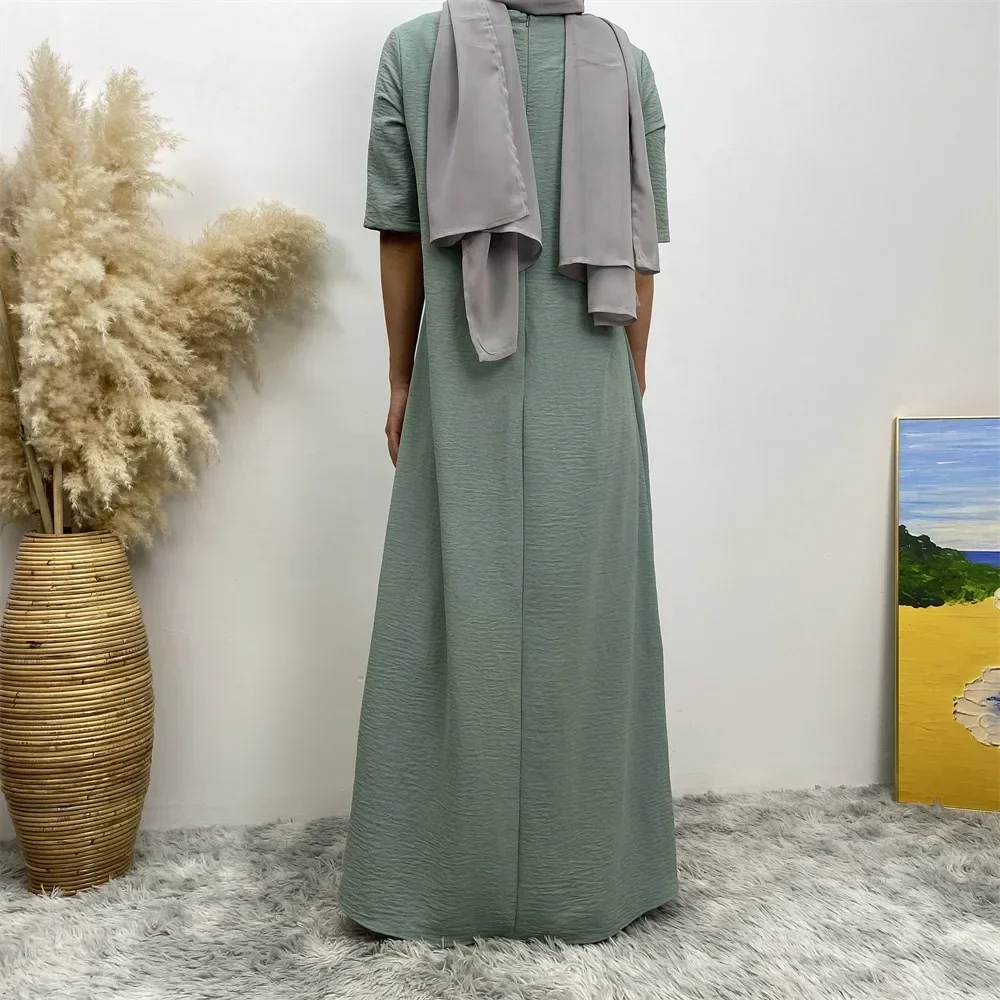Modeste décontracté sous Abaya pour femmes musulmanes demi manches Maxi Robe turquie arabe Robe caftan dubaï islamique femme Eid Ramadan Robe