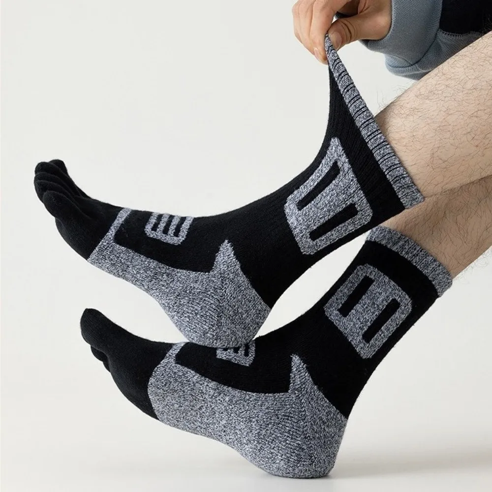 Mid-calf Sock Breathable Five Finger Socks Quick Dry Mesh Men Socks Sweat-Absorbent Anti-odor Five Toe Socks Fitness