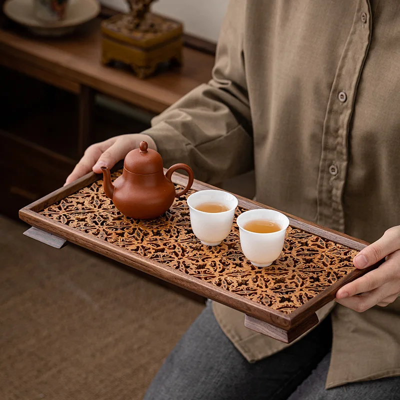 Walnut Walnut Tea Cup Tray Rectangle Small Plate Breakfast Plate Cake Dessert Square Plate Serving Tray Tea Tray