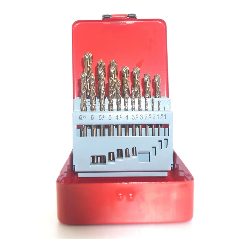 19-Piece Set Cobalt Drill Bit Set 1.0-10mm M35 Carbide Drill Bits 5% Cobalt Twist Drill HSS Metric Drill Bits Set