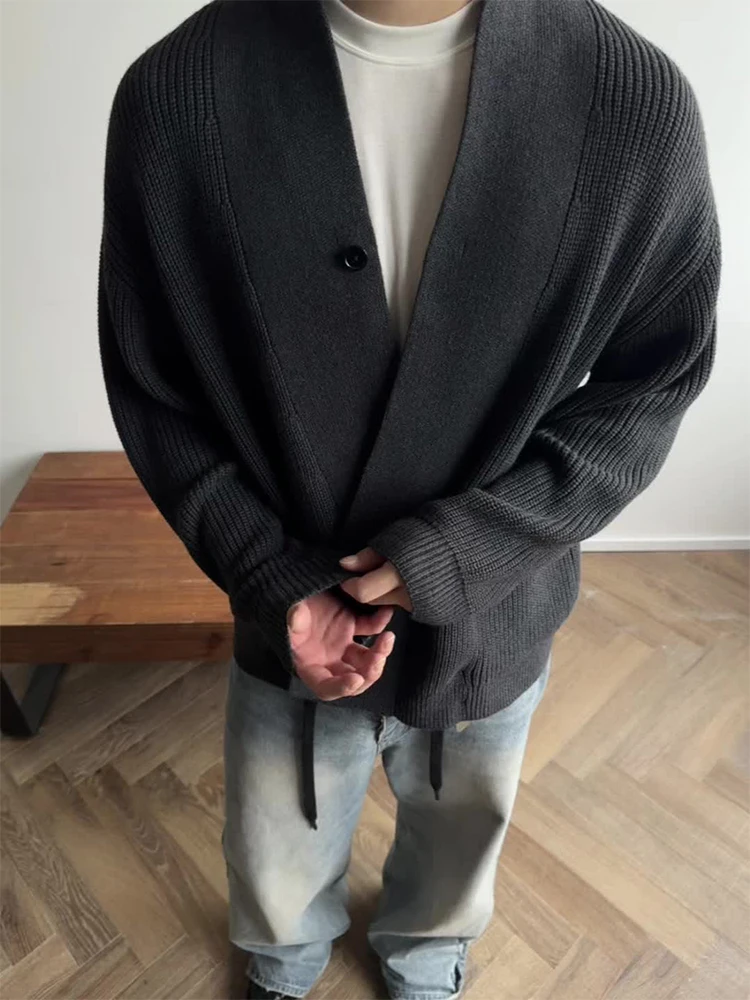 

Мужской кардиган из мериносовой шерсти: элегантный, повседневный, свободного кроя, для весны и осени, в стиле Old Money, премиум-класса