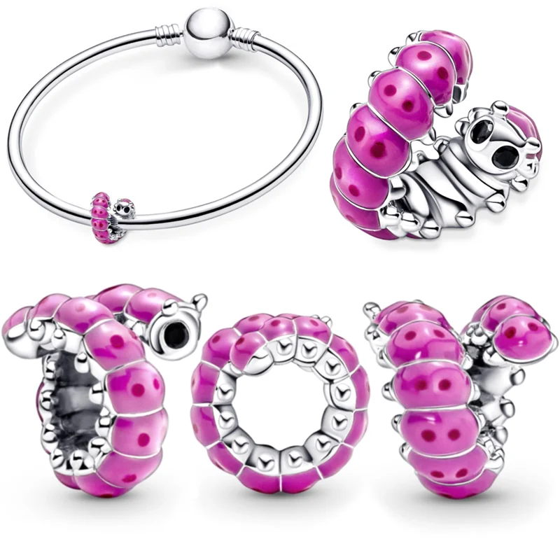 2026 تألق كرة لولبية كاتربيلر ثعبان لونغ استرخى خرزة ساحرة صالح الأصلي الأوروبي الفضة سوار قلادة DIY بها بنفسك JewelryGift