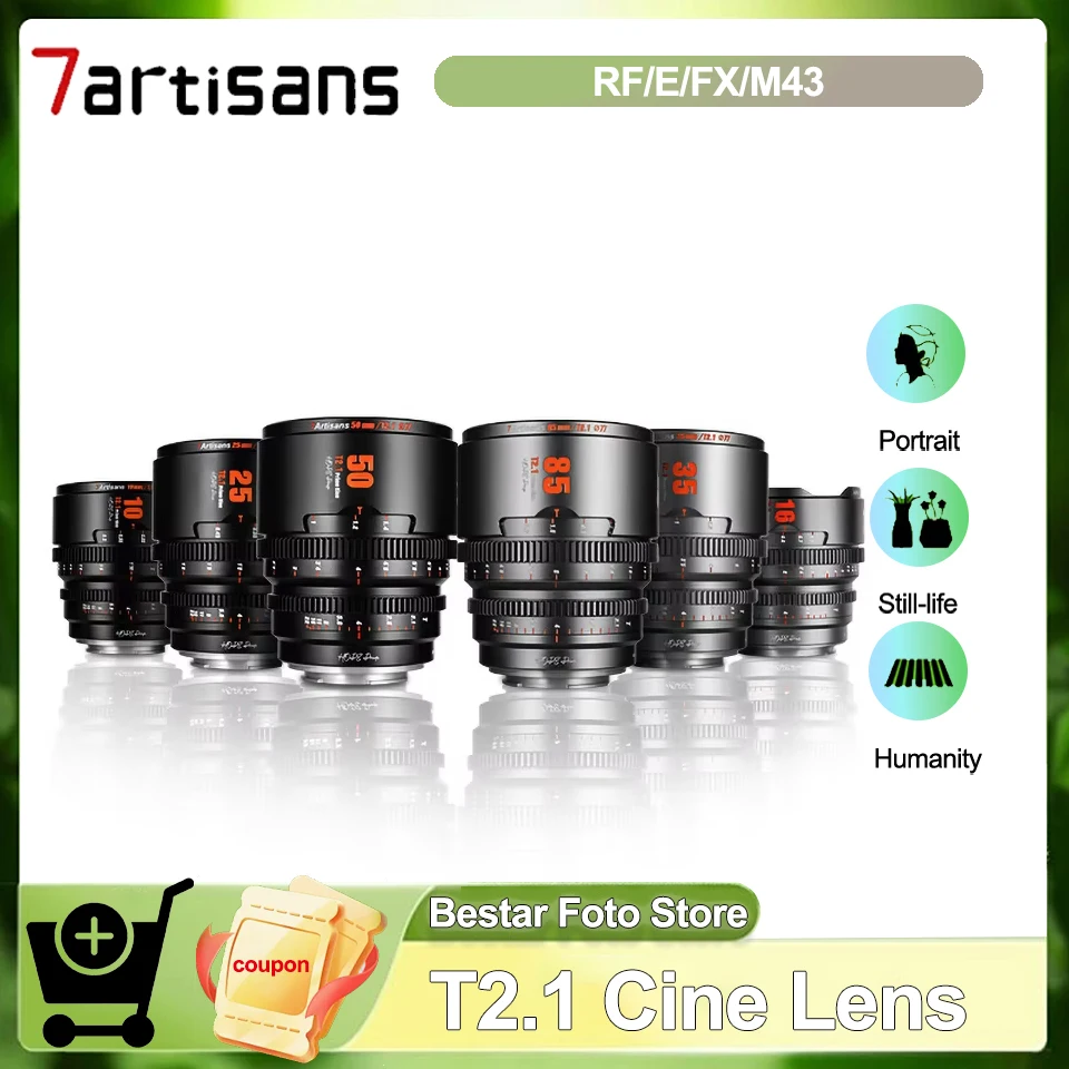 7Artisans Hope Prime Super 35 lente Cine 10mm/16mm/25mm/35mm/50mm/85mm T2.1 lente de cámara de gran apertura para fotografía de películas