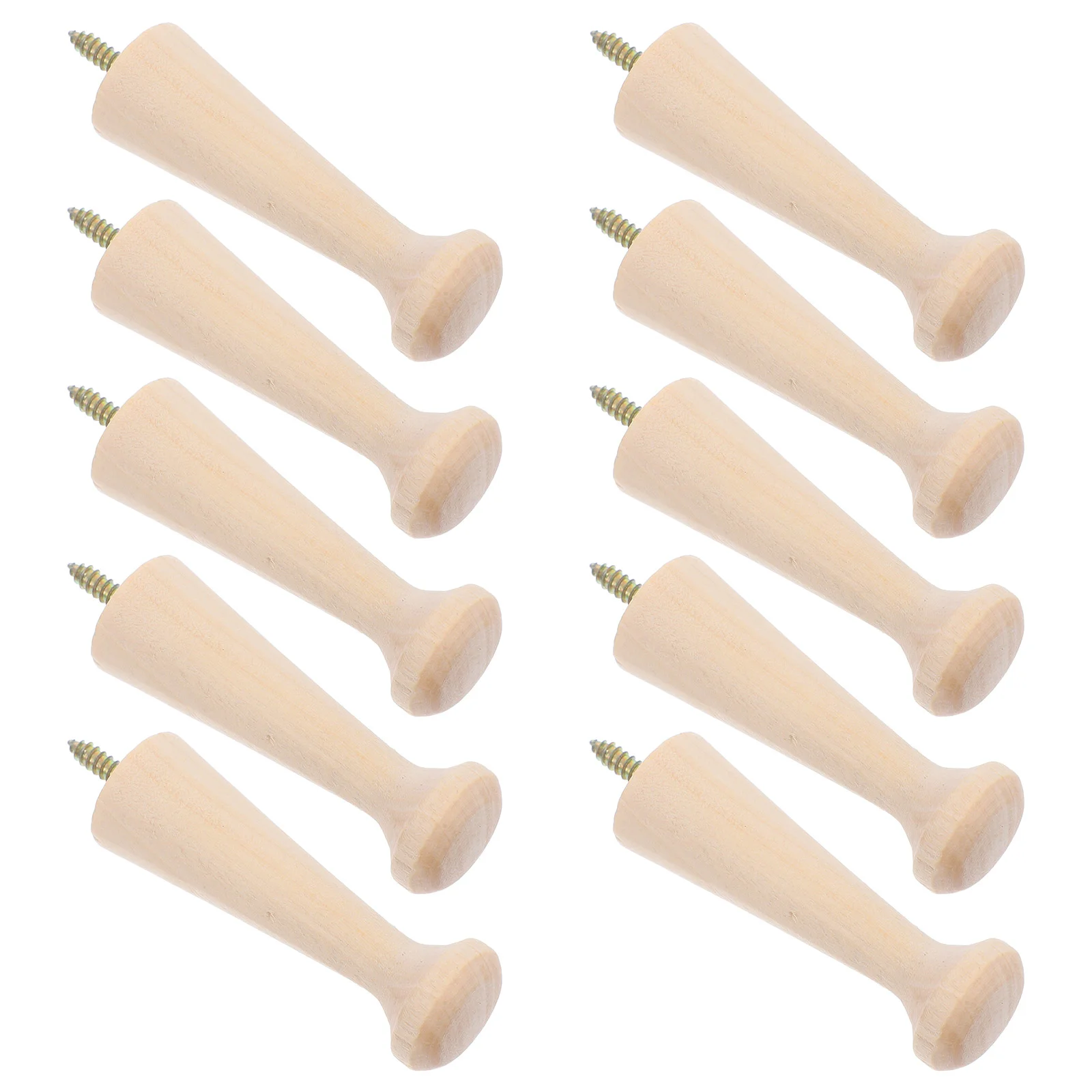 

10 Pcs Heavy Duty Clothes Rack Solid Wood Hook Wooden Wall Peg Hat Pegs Khaki Hooks for Hanging