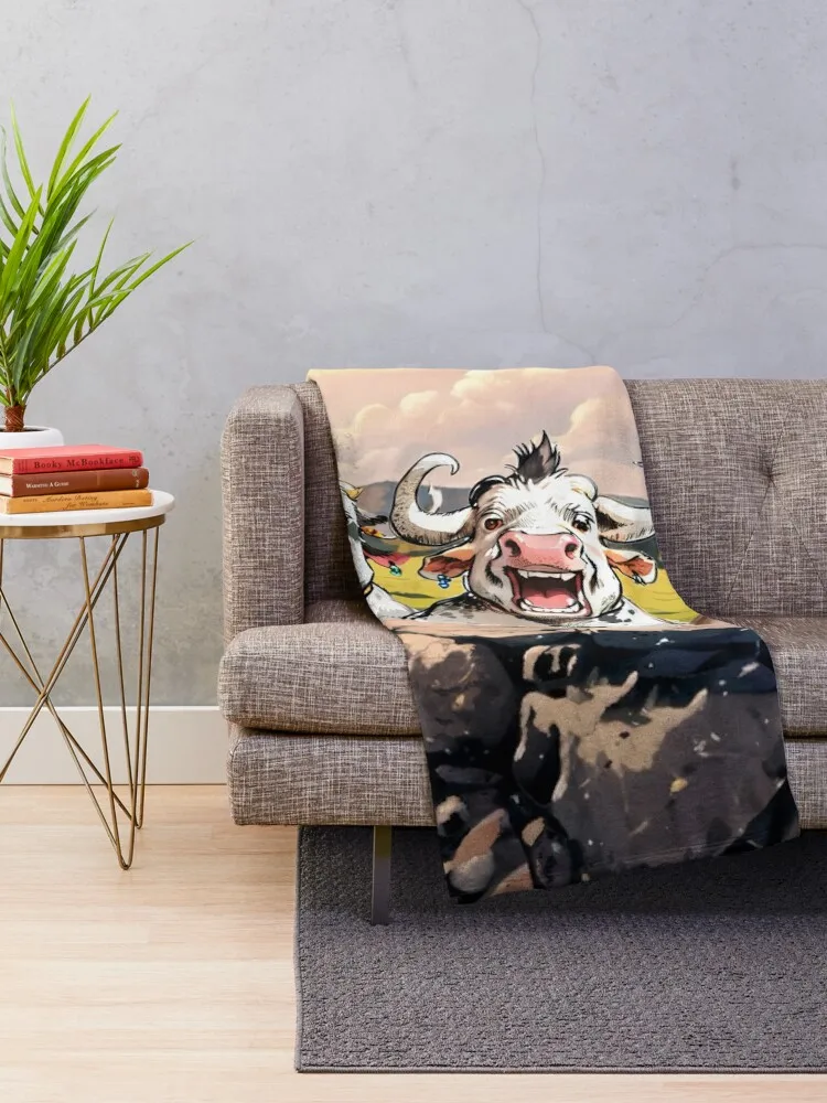 Bonkers bovine Throw Blanket For Decorative Sofa Decorative Beds Quilt Blankets