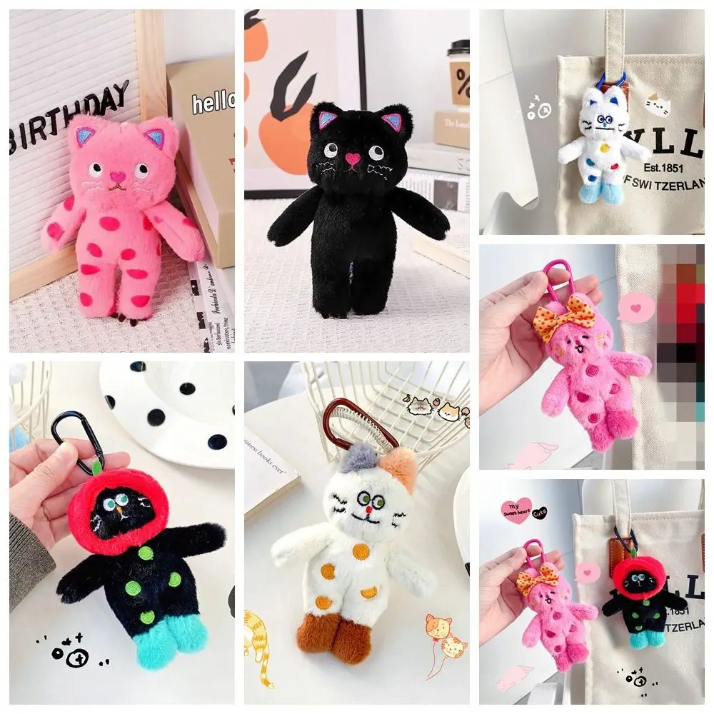 Kawaii Stofftier Polka Dot Katze Schlüsselanhänger Taschenanhänger Plüschpuppe Katze Plüsch Schlüsselanhänger Anime Weiches Plüschtier Rucksack Dekor