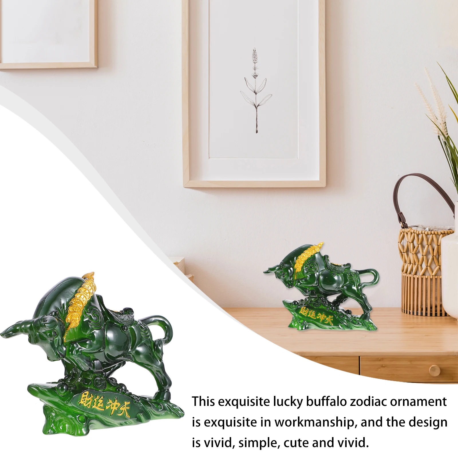 Color Changing Cattle nament Resin Sculpture Decor Tea Pet Cow Decoration Office Home Living Room