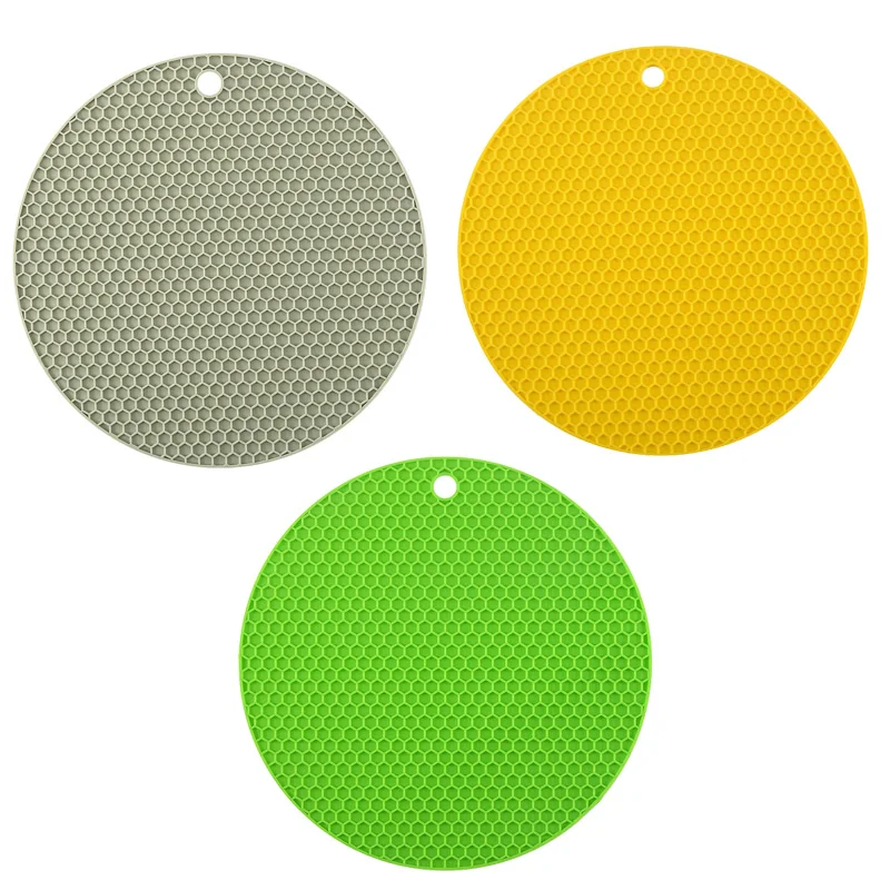 

3PCS Silicone Heat Resistant Pot Mat, Non-Slip Honeycomb Trivet for Hot Dishes, Pans, Pots & Kitchen Countertop