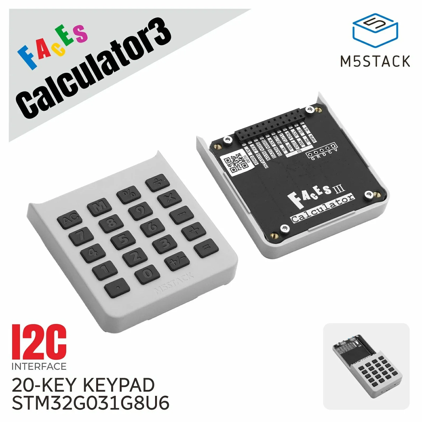 M5Stack Faces Calculator Panel V3.0 I2C 20-Key Keypad Input Expansion Module for Faces Bottom DIY Development