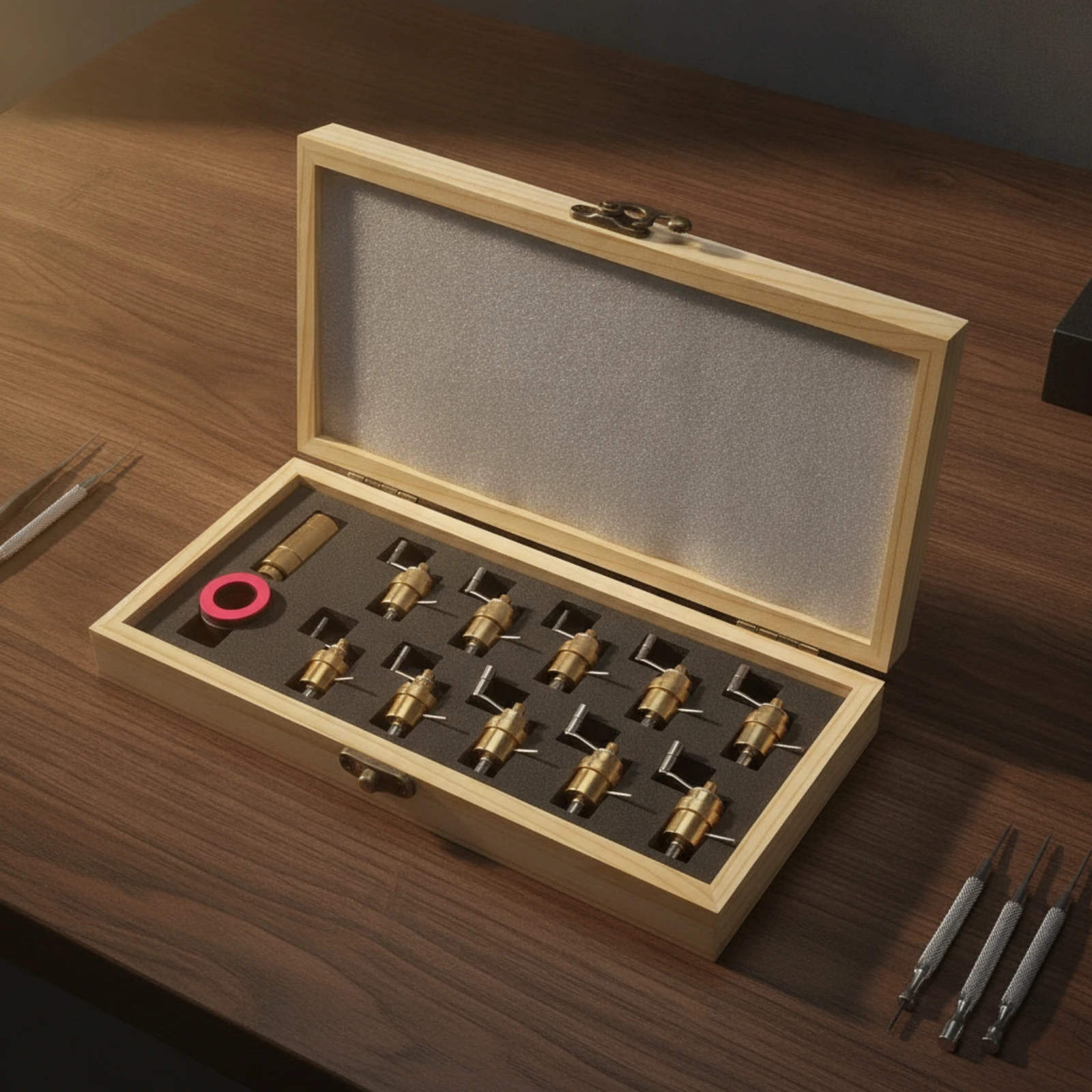 Watch Repair Case Wooden Watch Tool Storage Box Tool Case with Foam Insert Solid Wood Dustproof for Watchmakers, Workbench