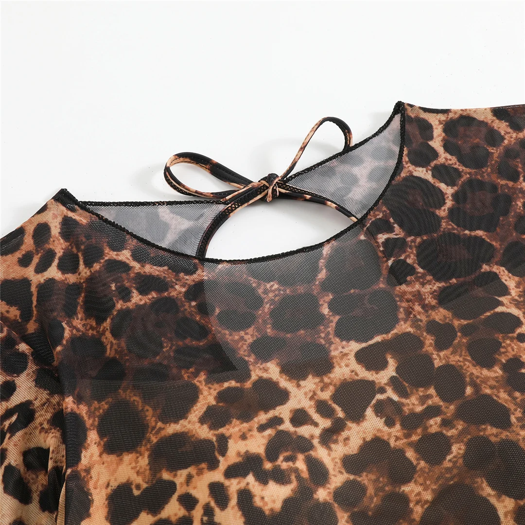 S - XXL 2026 Mit Hose Langarm Leopardenmuster Damen-Badeanzug Einteiliger Badeanzug Weiblicher Badeanzug mit hohem Beinausschnitt Badebekleidung V7349 – Detail 6