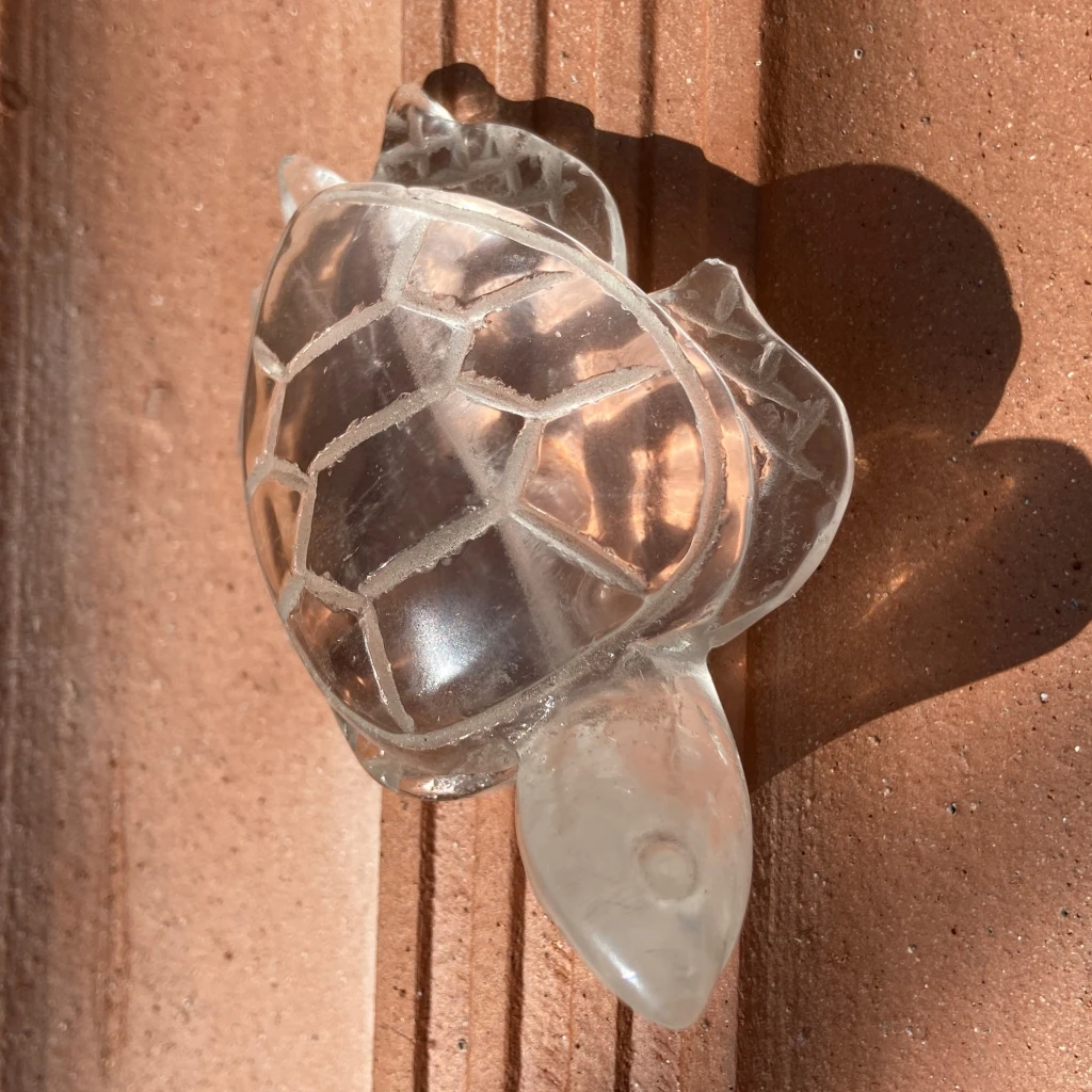 

Handcrafted Clear Quartz Turtle Figurine Natural Crystal Healing Decor Stress Relief Wellness Gift
