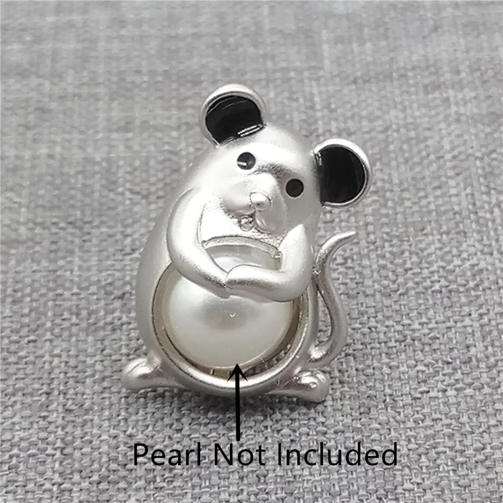 Sterling Silver Mouse Rat Locket Pendant w/ Rhodium Plated for Pearl Jewelry