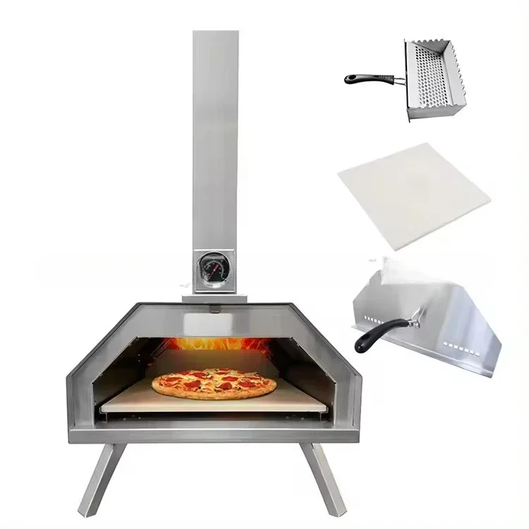 

Outdoor camping 13 inch portable stainless steel pizza stove firewood granule PIZZA grill BBQ grill