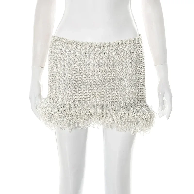 المرأة الصلبة الجوف خارج محبوك شرابة التنانير الصغيرة مثير منخفضة الخصر محب تنورة غير رسمية عطلة الشاطئ التستر قيعان الشارع الشهير