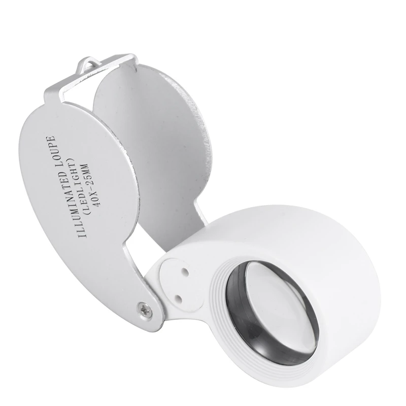 ●Jewellers Lens Glass Loupe 40X 25mm Eye Magnifier 2 LEDs Lights