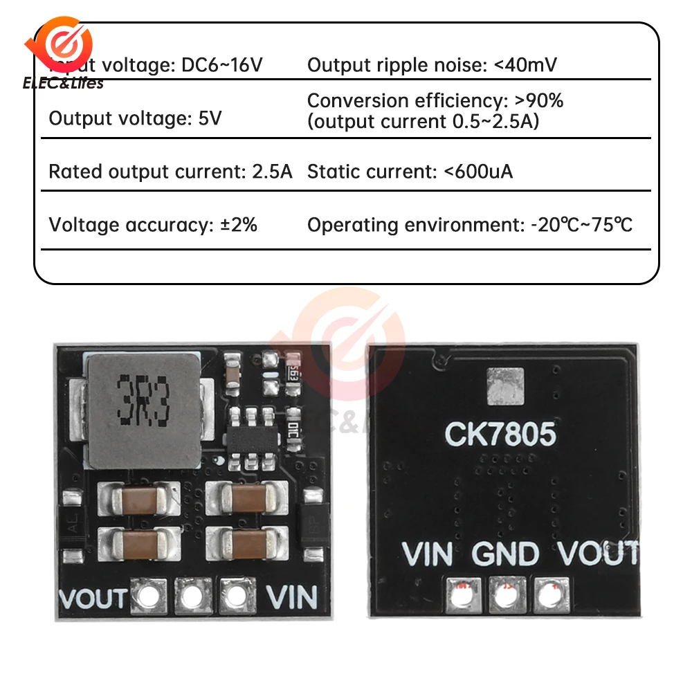 1PCS Mini DC-DC Buck Converter Step Down Power Supply Module 6-16V to 5V 2.5A Voltage Regulator Power Buck Module