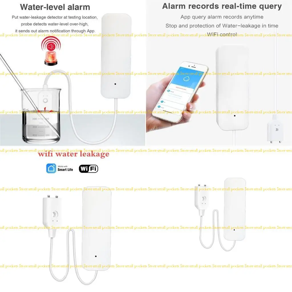 

R1WD WiFi Water Leakage Detector Sound Alarm Leak Level Flood Overflow Warning Security Alarm System