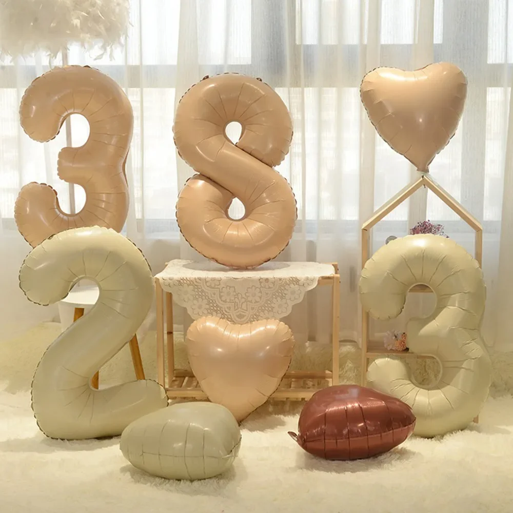 

32 inch Caramel Cream Digital Balloon Aluminum Number Balloons For Birthday Wedding Party Children‘s Day Baby Shower Decorations