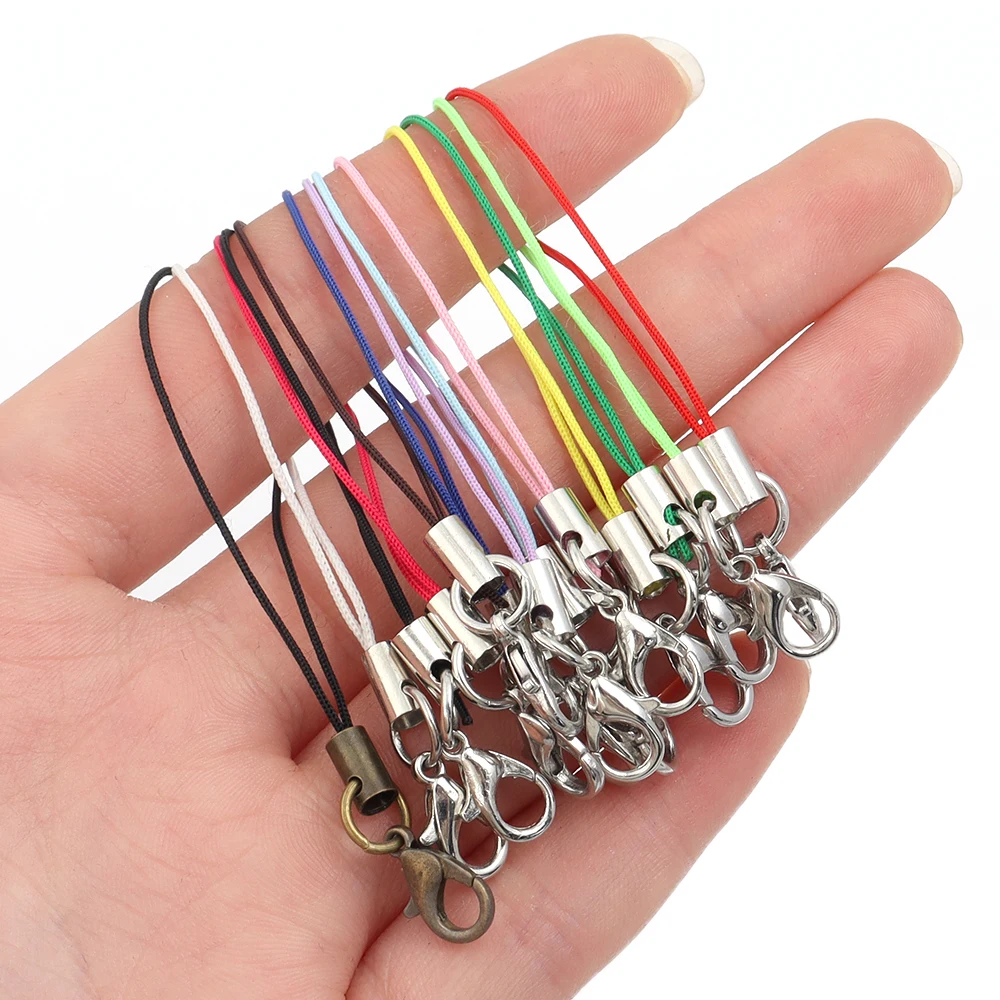 20/100pcs Lobster Clasp Lanyard Strap Cord Polyester Mobile Cords Charm Key Ring For DIY Keyring Jewelry Making Accessories