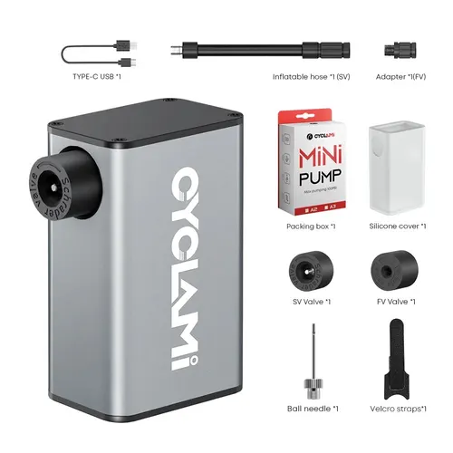 Imagen 2 del producto CYCLAMI A3 Mini bomba de aire eléctrica portátil bicicleta inalámbrica FV AV inflador Presta Schrader válvula exterior carretera MTB bicicleta aluminio