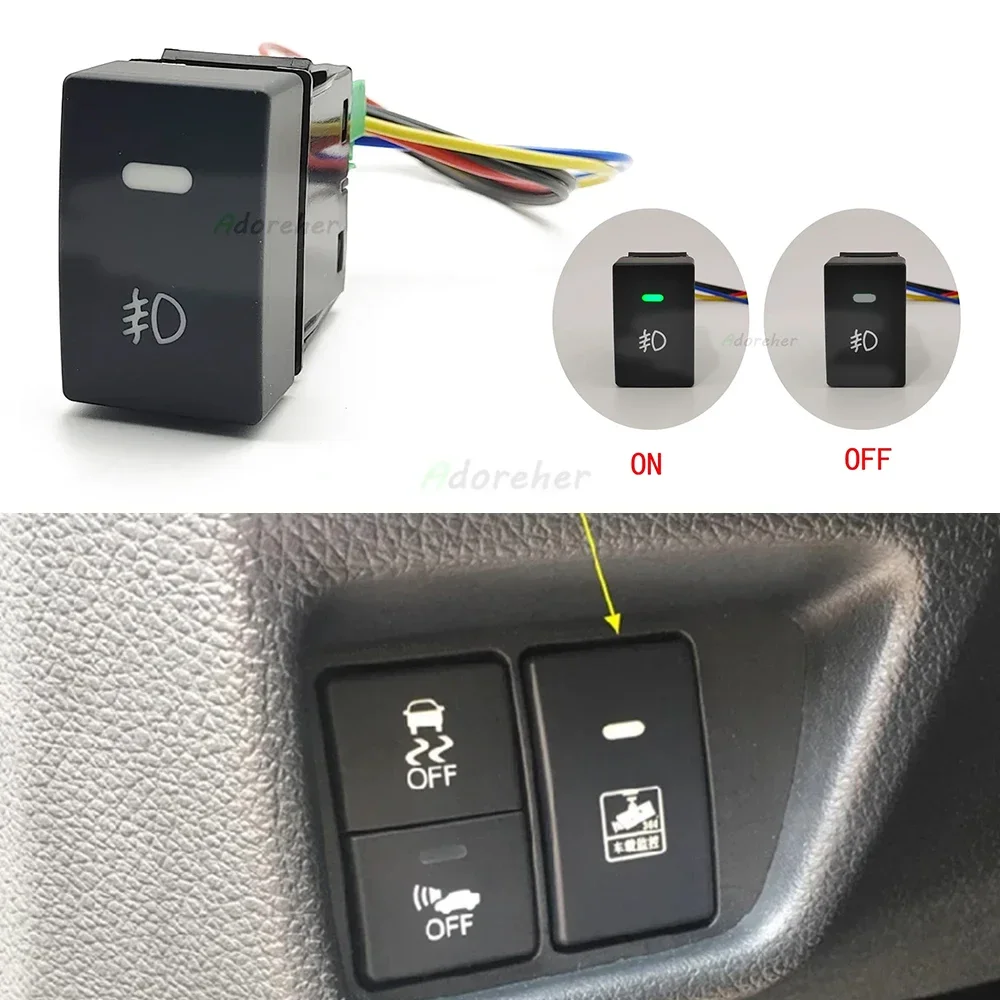 Car LED Light DRL Fuel Tank Button Front Fog Light Mirror Heated Button Switch for Honda City 15-19 Fit URV CRV 2017