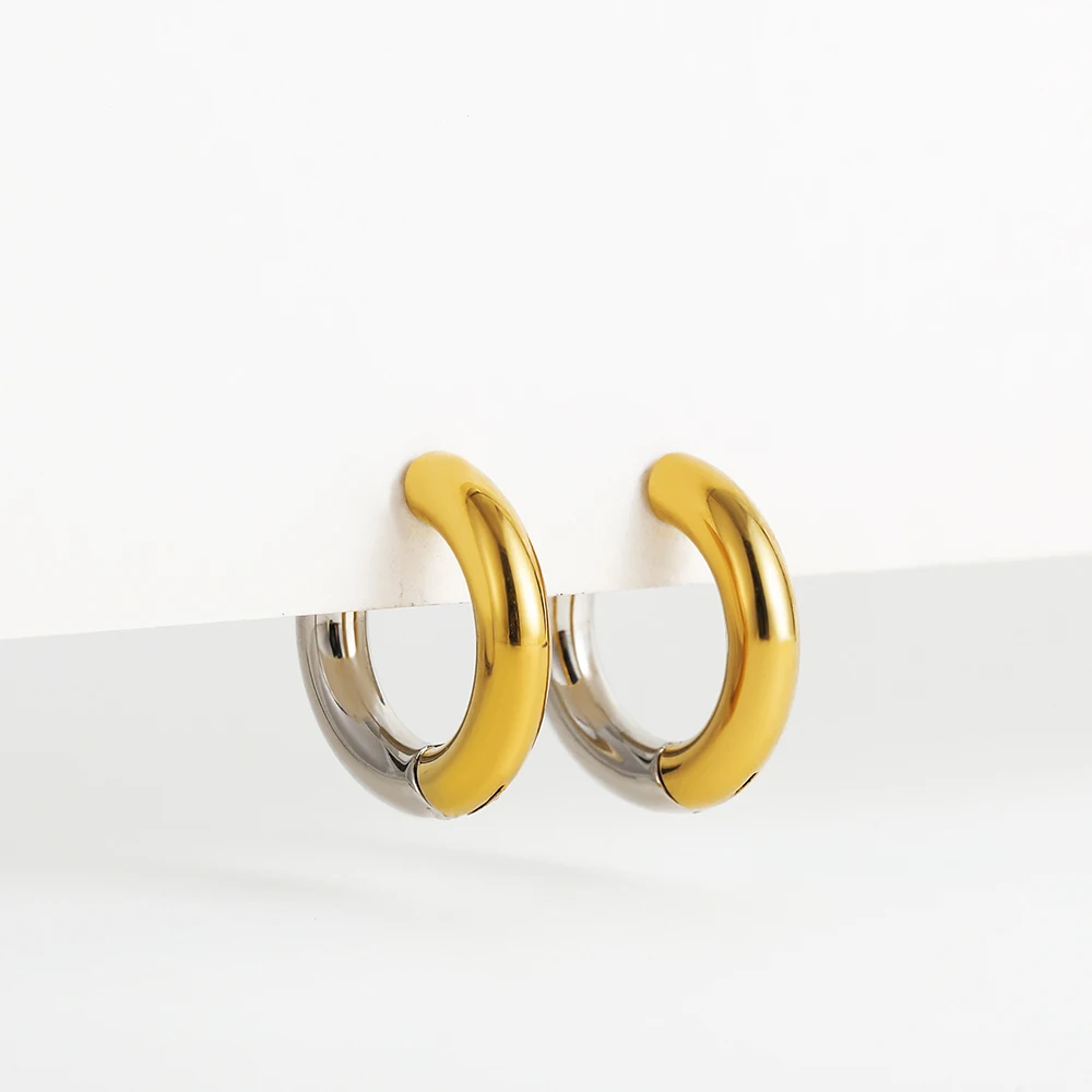 Gold Silver Color Stainless Steel Round Earrings For Women's Simple  Fashion  Hip-hop Rock Jewelry Accessories image 5