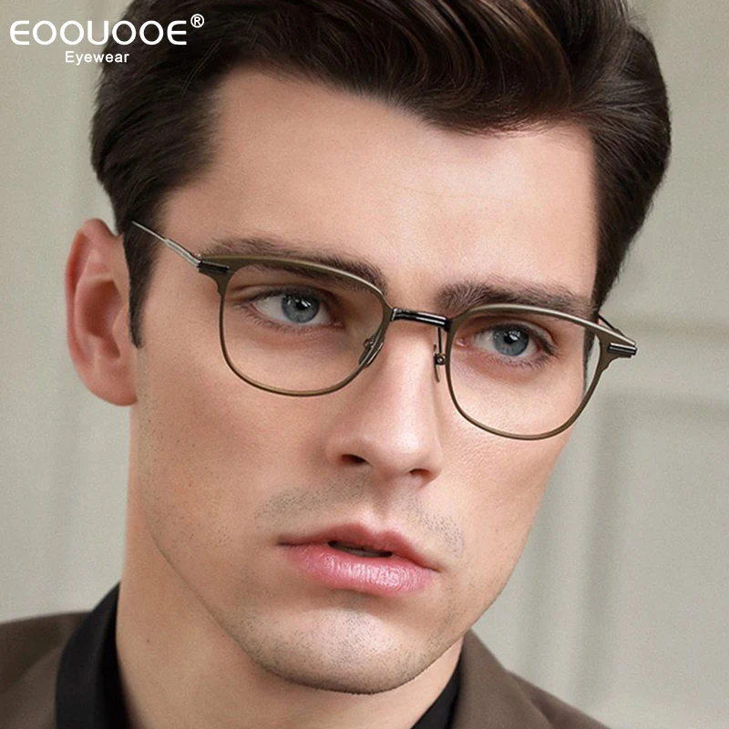 

Optical Eyewear Pure Titanium Glasses Frame For Men Myopia Hyperopia Prescription Vintage Eyeglasses Anti-Reflection Progressive