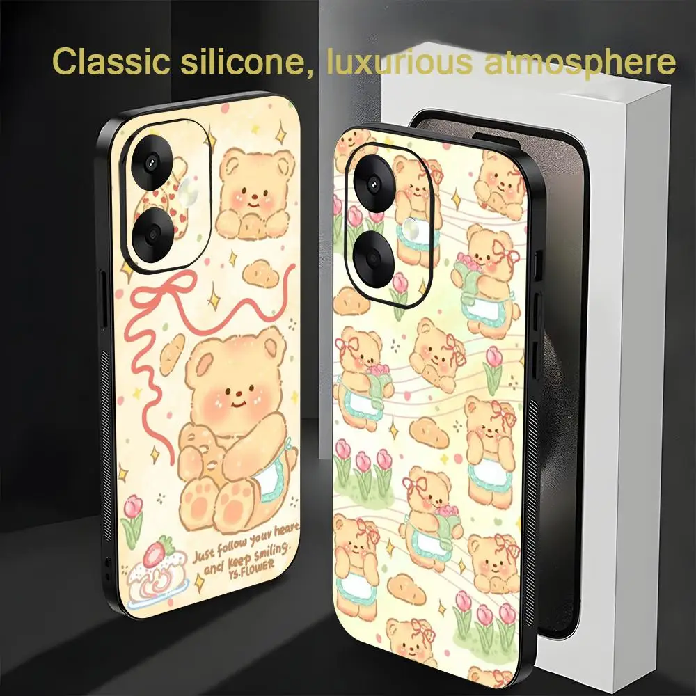 Брендовый чехол для телефона с рисунком медведя B-Butter для Xiaomi Redmi 14C 13C 12C Note14 13 12 11 10 Pro Plus S, мягкий черный чехол для телефона