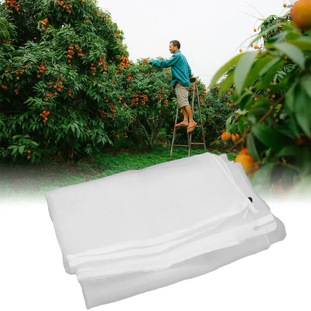 Drawstring Plant Cover Bags with Zipper Anti-Bird Fruit Insect Netting Thickened Large Plant Protection Bag Garden Tools