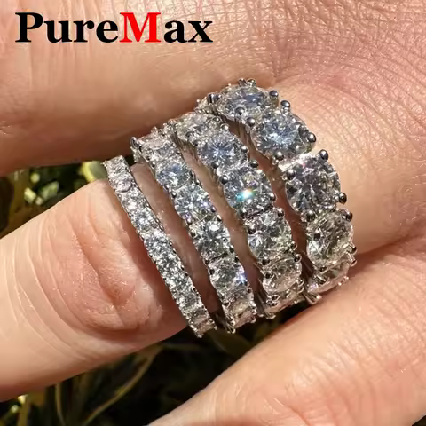 Top Quality Unisex 3 4 5mm Moissanite Row Rings For Woman Man 925 Sterling Silver Jewelry Party Woman's Moissanite Diamond Ring