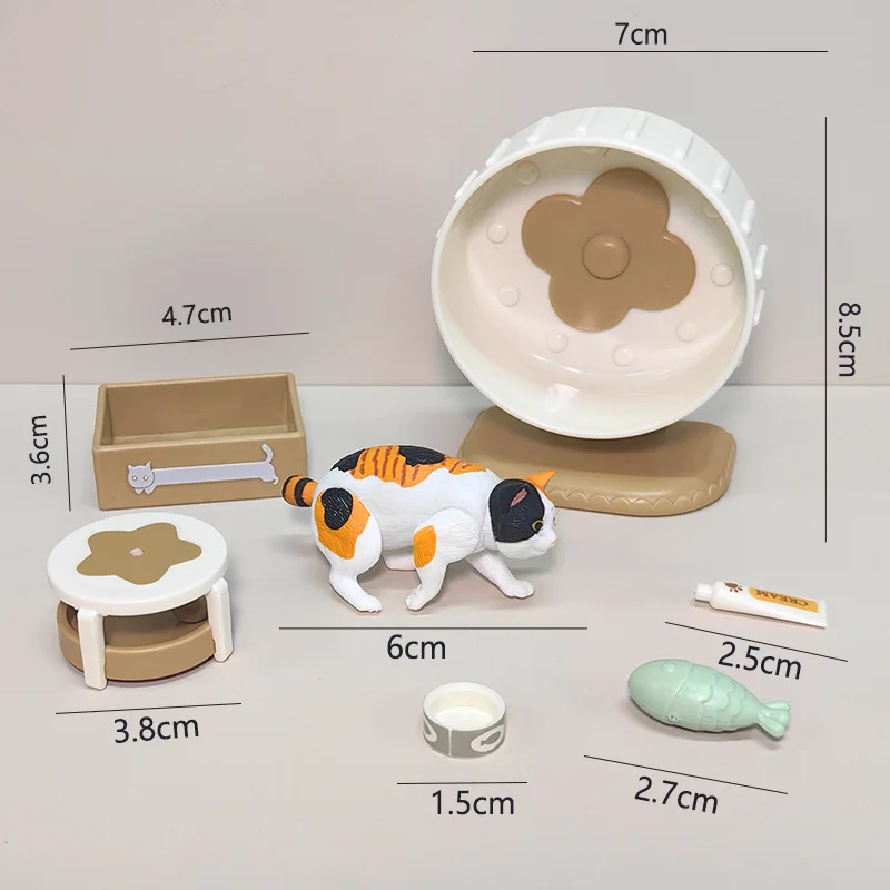 Dollhouse Accessories Cute Mini Pet Kitten Climbing Frame Creative Funny Tease Cat Meow Scene Ornament Model Kids Play House Toy