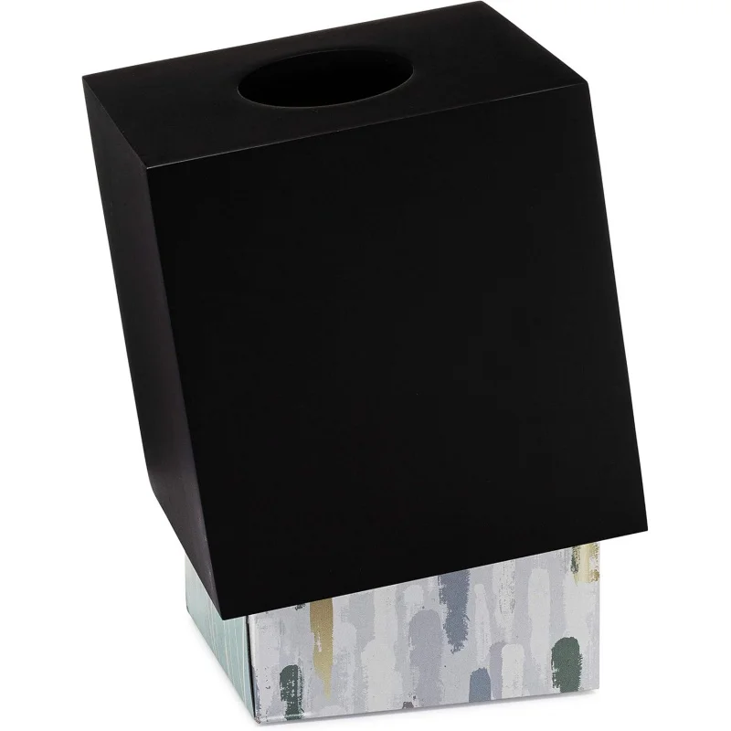 Matte Black Square Tissue Box Cover