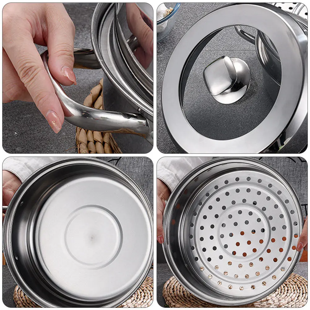 

1Pcs Stainless Steel Steamer Pot Multipurpose Large Capacity Stockpot for Home Kitchen Steaming Soup Cooking Steaming Pot