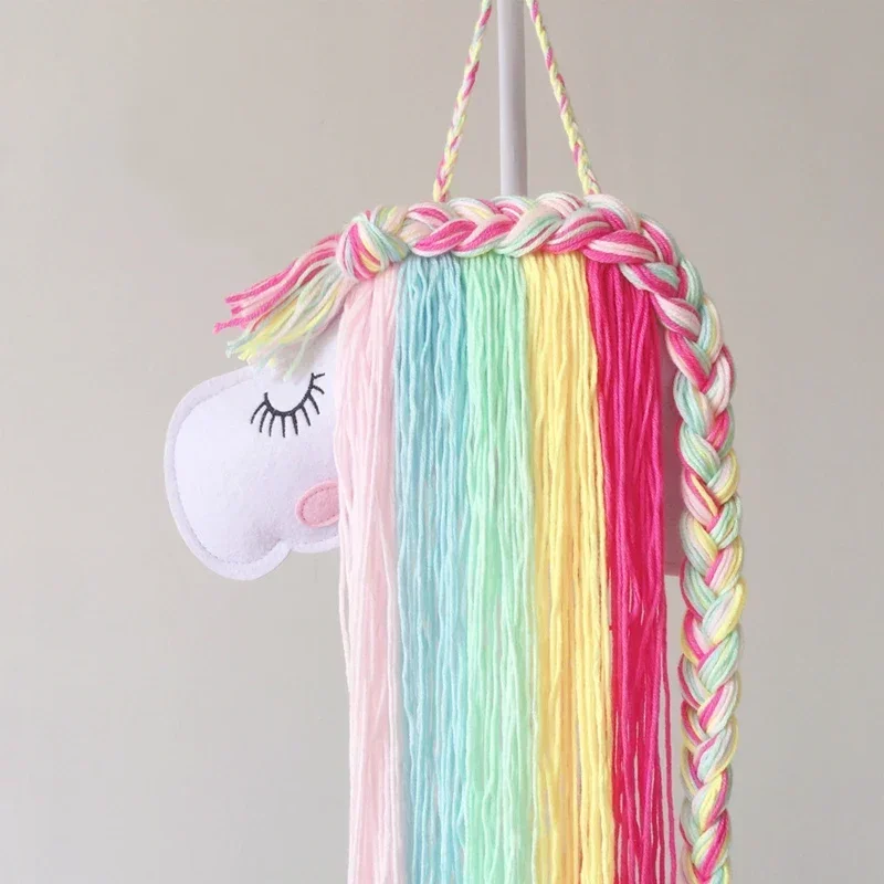 INS Weave-Pinzas para el cabello de bebé de arcoíris, soporte de accesorios, horquilla de princesa para niña, diadema, colgante de almacenamiento, adornos de pared de joyería