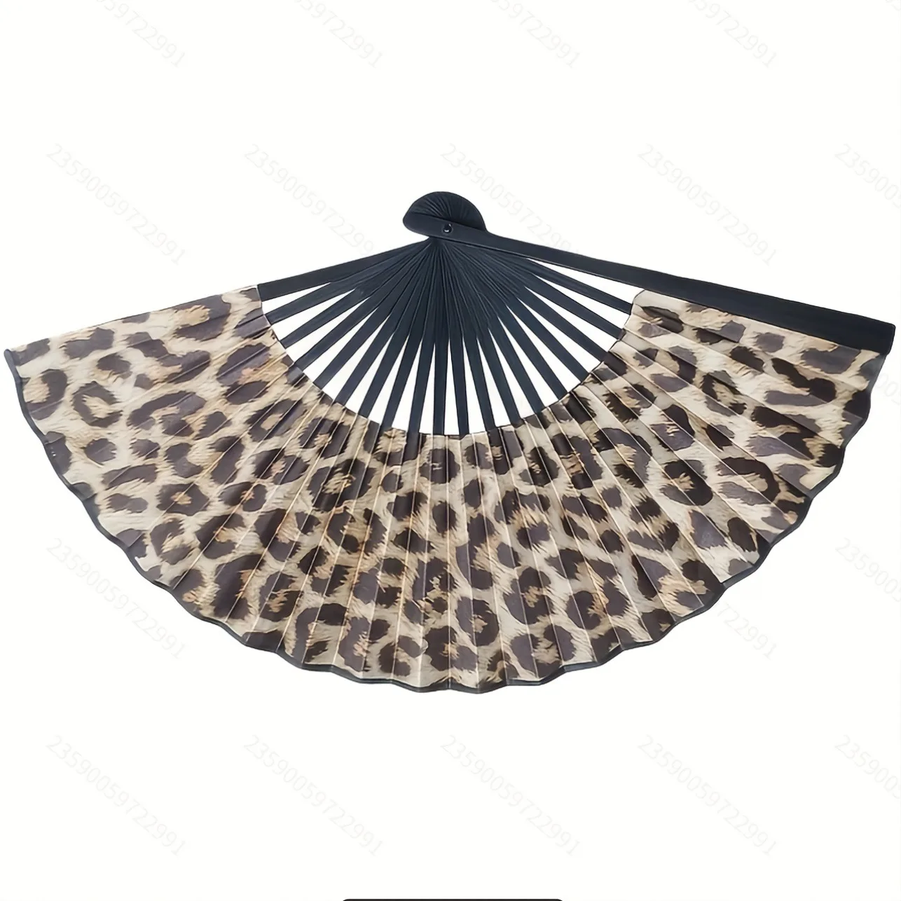 Folding Fan European and American Style Leopard Print Bamboo Fan Straight Bone Folding Fan Foldable Fan