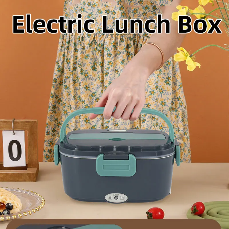 Electric Lunch Box, Stainless Steel Household Car 2-In-1 Heating Lunch Box, School Picnic Portable Food Warmer Container Heater