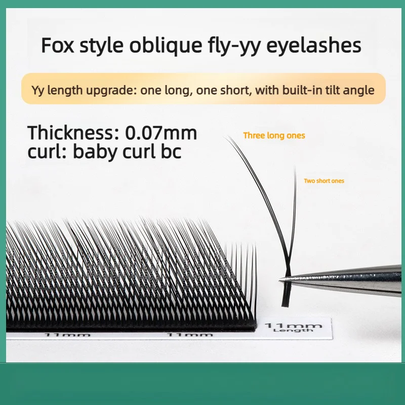 

Новые ресницы YY Fox Lash Tray Y-образной формы 0.07, матовые, для левого и правого глаза, с сетчатой основой Clover, C/D-изгиб, Cilios De Pestañas