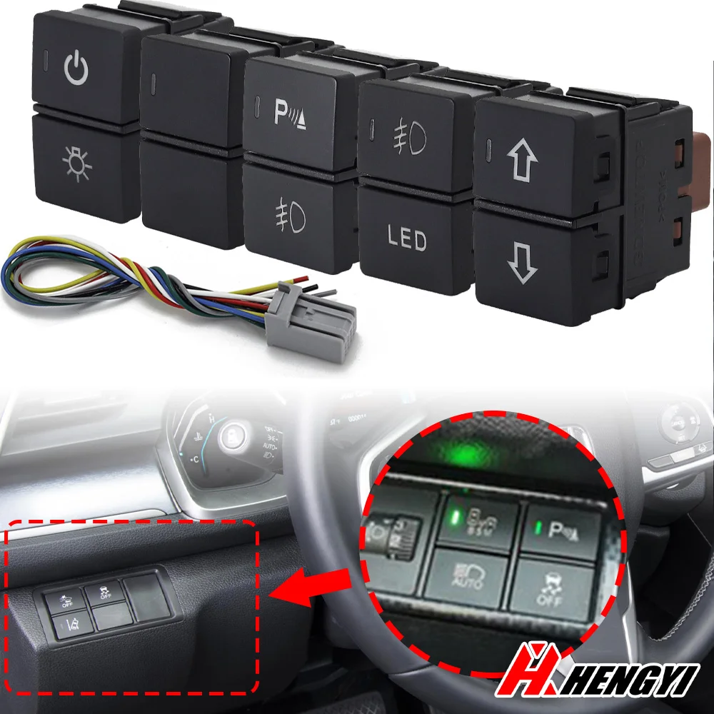 

1pcs Green LED Dual Function Push Switch Button with Wire For Honda Civic Accord CR-V Dashboard Panel Control Switch Button