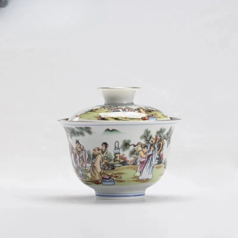 

150 мл Китайский позолоченный серебряный гайвань для эстетического чаепития, чайная чаша для заваривания чая, декоративная чаша с крышкой, элемент набора для чайной церемонии Кунг-фу