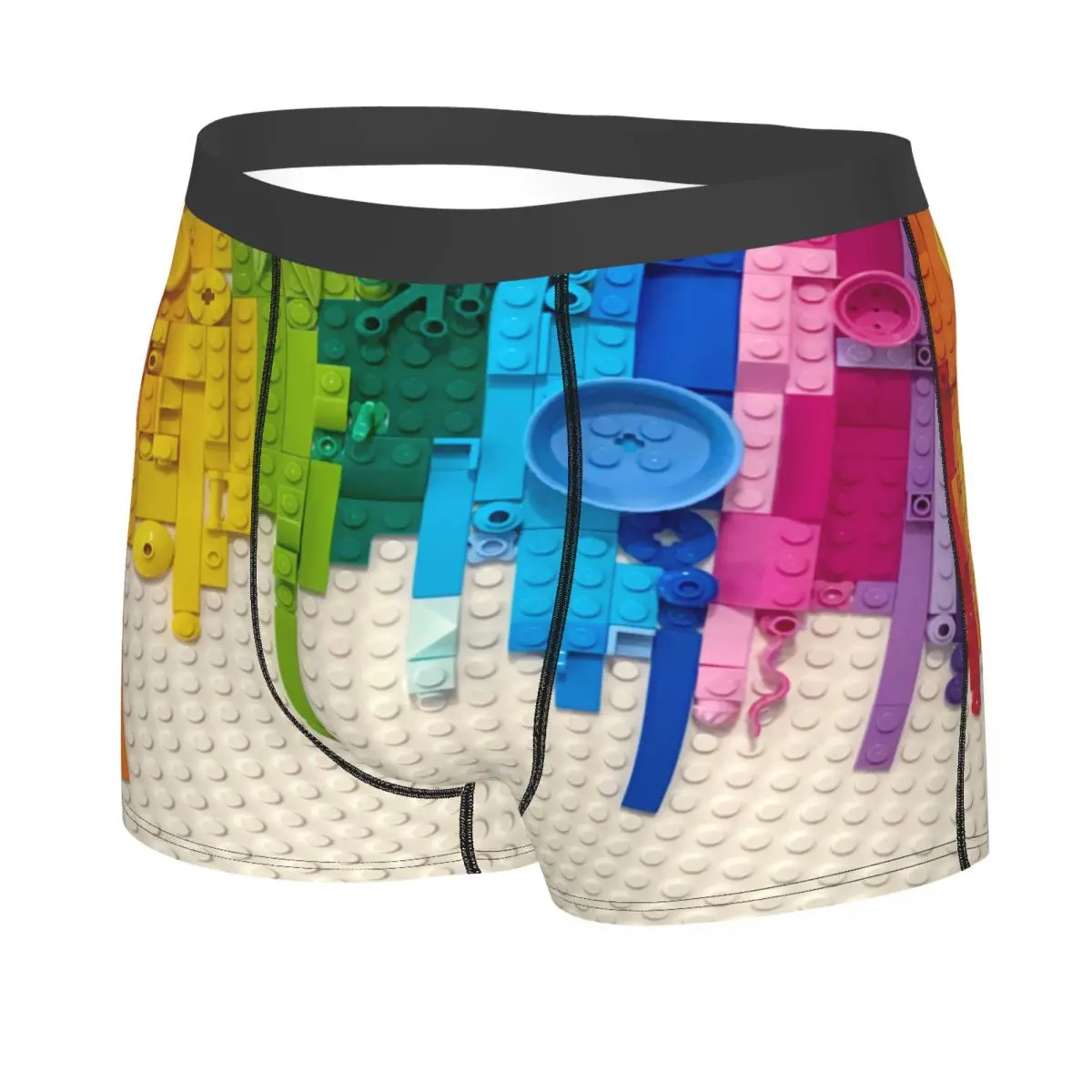 Custom Male Cool Building Blocks Rainbow Patern Underwear Boxer Briefs Men Stretch Shorts Panties Underpants