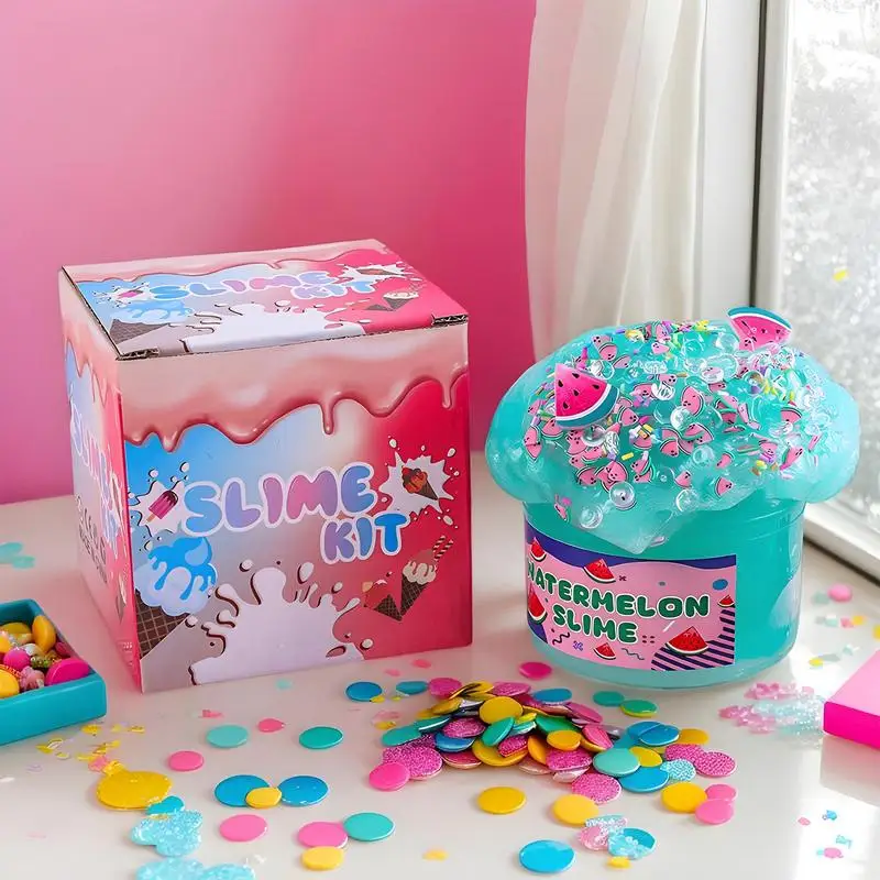 Kristallschlamm Squeeze Stretch Spielzeug 200 ml Spaß Ton Blase Tragbare Weiche Wassermelone Kristall Püree Für Kinder