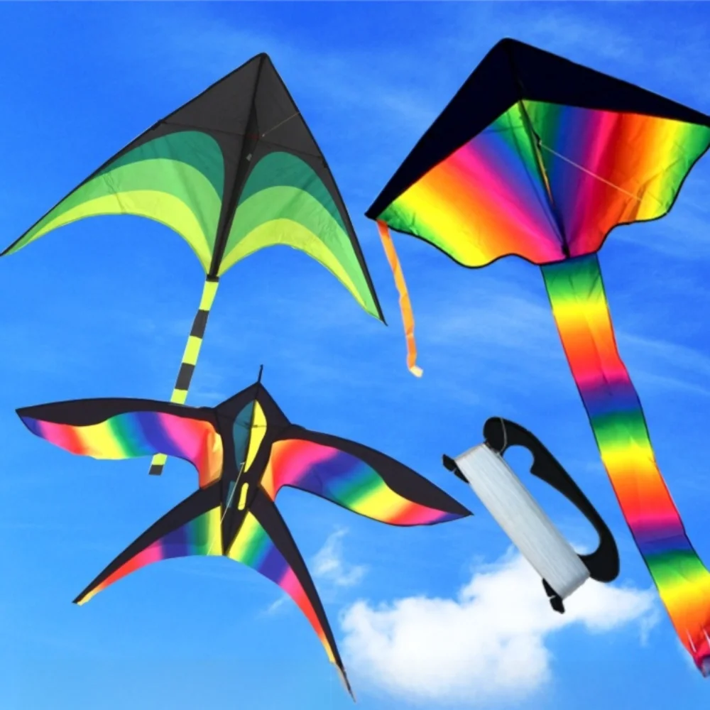 Łatwe do latania duże latawce w kształcie ptaków, dobre do latania, 1,7 m, latawce dla dzieci z 100-metrową linką do latawca, zmieniające kolor zabawki do latania na zewnątrz.