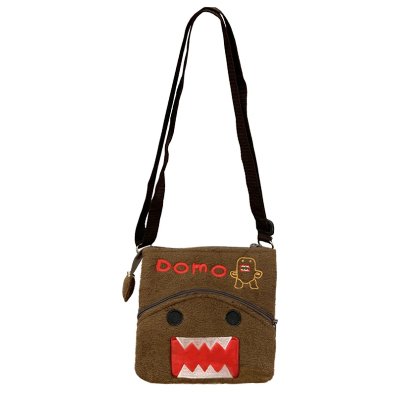 Domo Kun Plush Crossbody Bags Double Layered Mini Small Shoulder Messenger Bags for Women Men Phone Bag