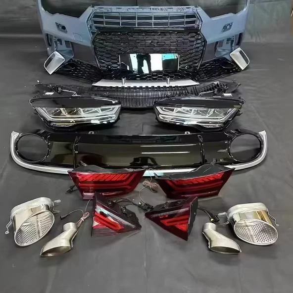 

Комплект обвеса STLF 09-18 для Audi A7 (обновление до RS7), включая обновленные передний и задний бамперы, а также нижние накладки на пороги, новая модель