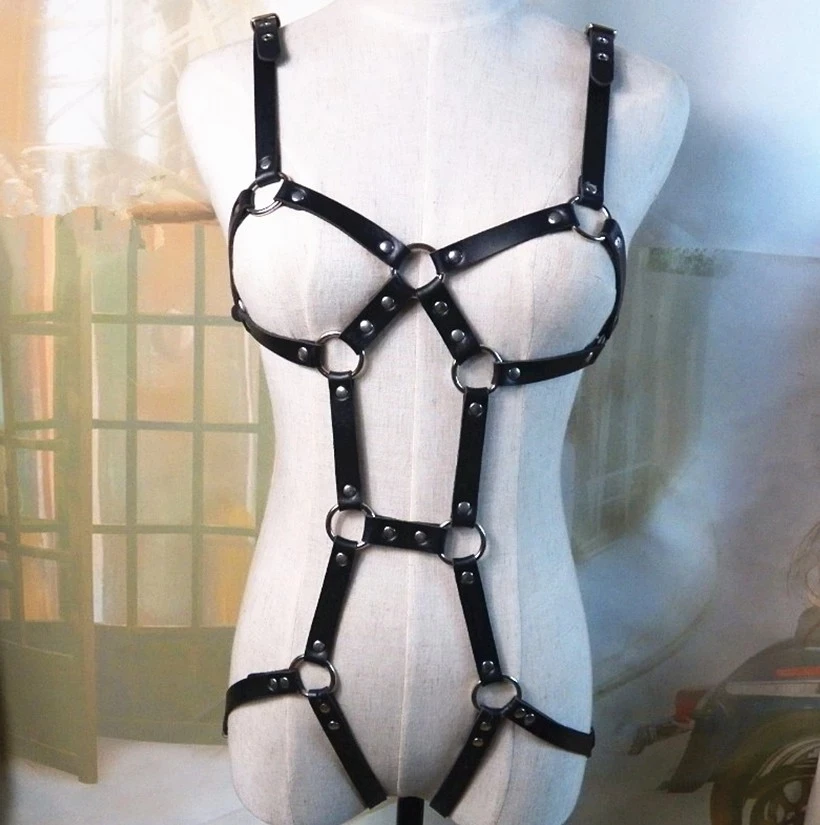 BDSM Body Bondage Bra Garter Stocking Cage Belts Gothic Leather Harness Set Women Sexy Lingerie Erotic Thigh Suspenders Fetish