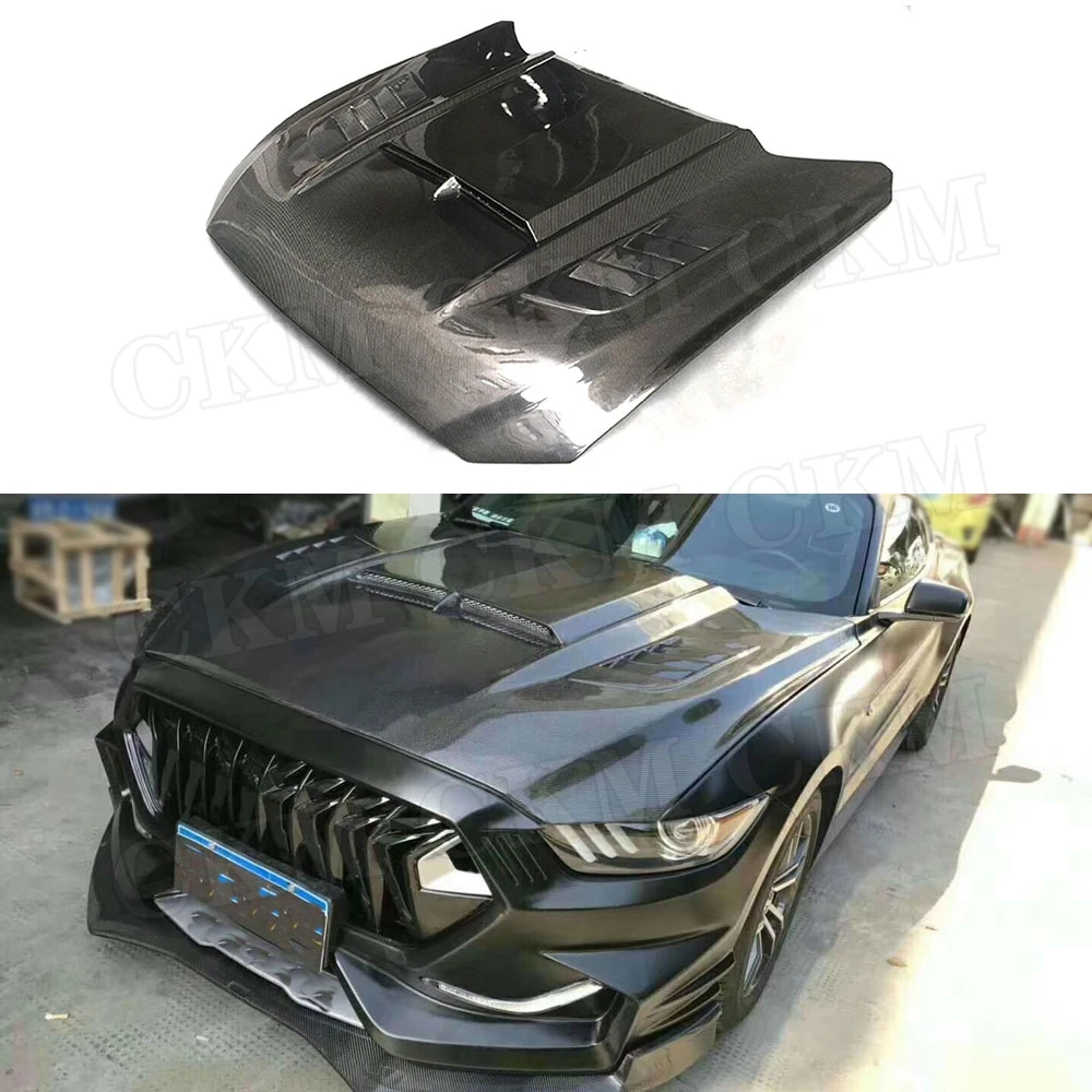 Carbon Fiber Front Engine Hood Bonnet for Ford Mustang Coupe Convertible 2 Door 2015-2017 Car Styling