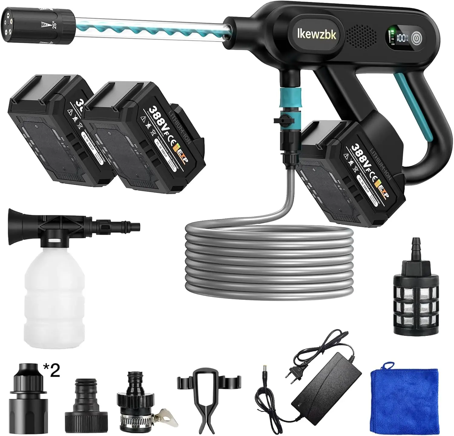 Cordless Pressure Washer Battery Powered 1800 MAX PSI 4 A Battery 2 5 In 1 Nozzle 3 Level Handheld Portable Car Home Patio Drive