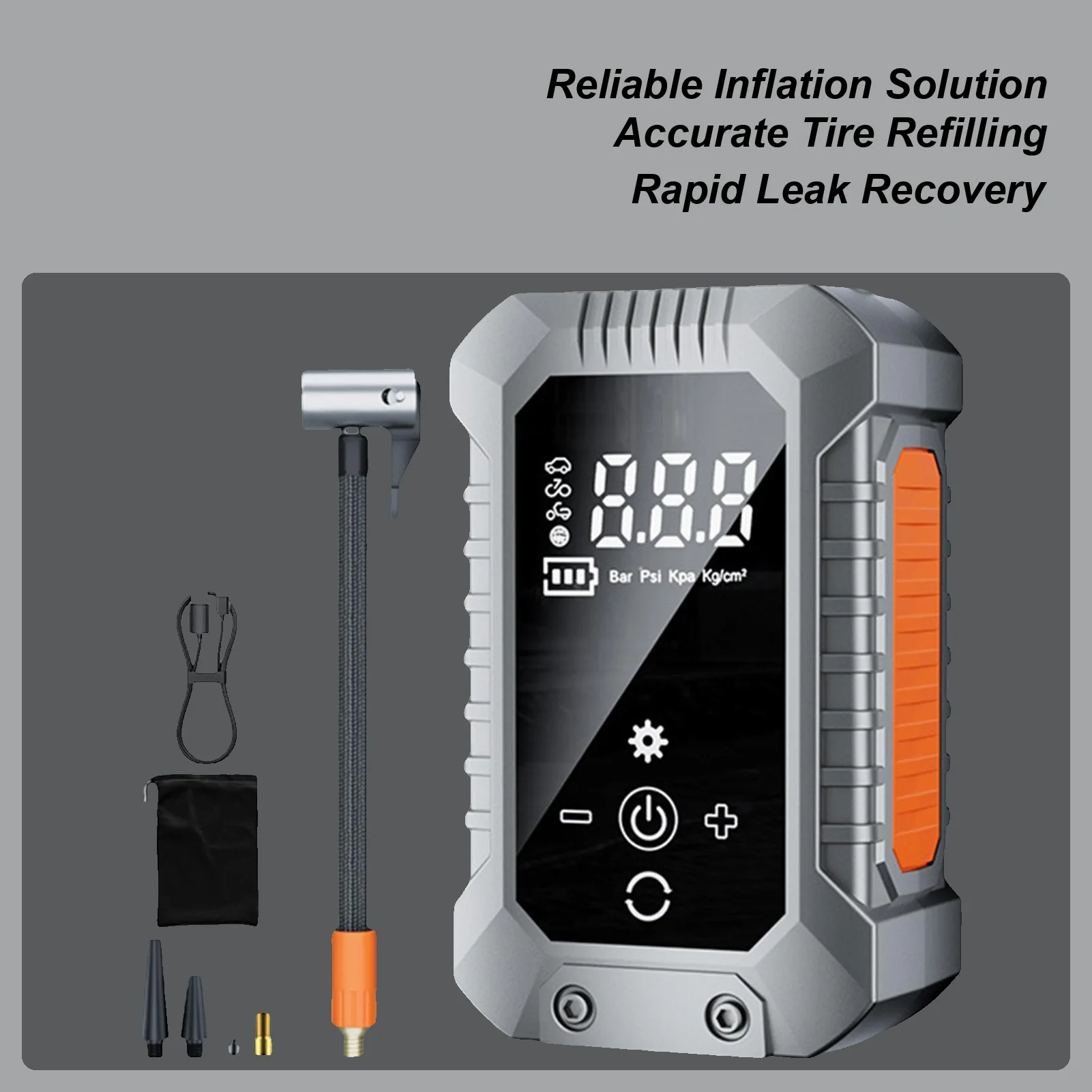 

Беспроводной автомобильный воздушный насос, портативный воздушный компрессор для автомобилей, мотоциклов, велосипедов, электрический накачиватель шин с ЖК-цифровым дисплеем
